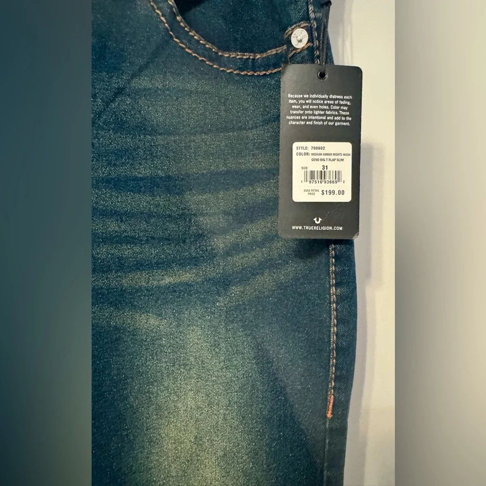 True Religion Geno Flap Slim Dark Blue Jeans Size: W31 L32 NWT